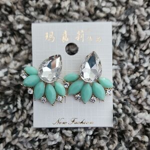 Crystal and Mint Earrings